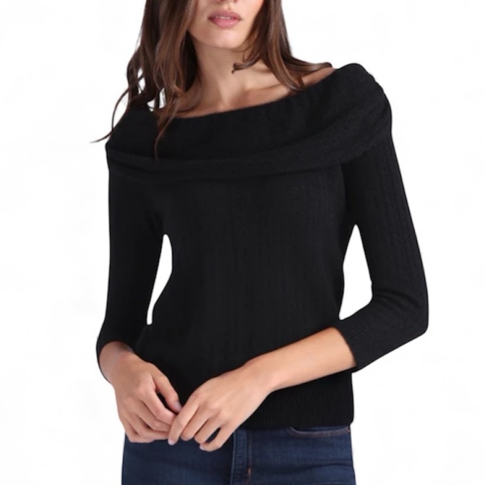 NWOT Off Shoulder Ribbed Sweater Top Sz L